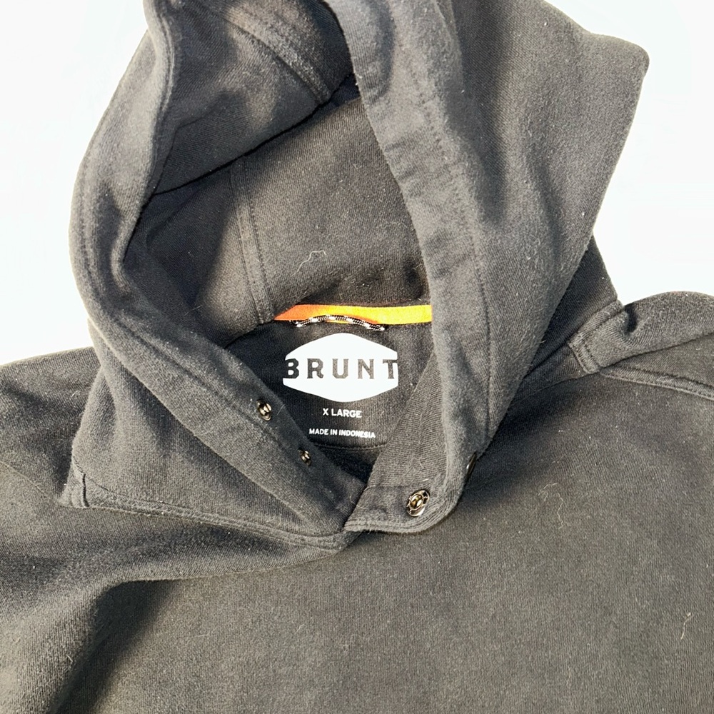 BRUNT Workwear Hoodie XL Black Heavyweight Snap Neck Pullover Sweatshirt - Picture 3 of 6
